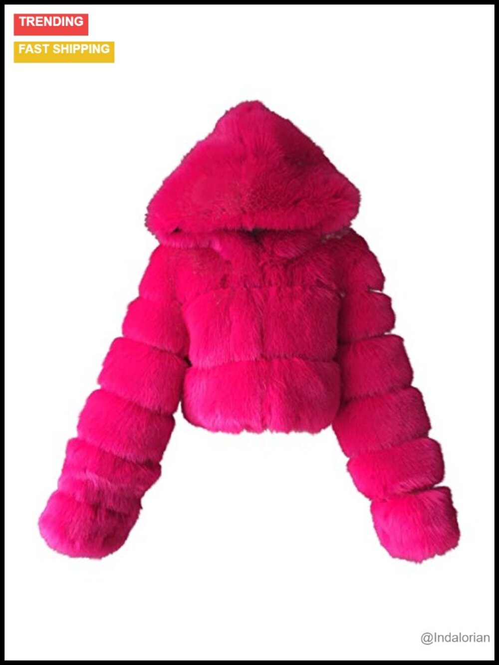 Faux Fur Hooded Zipper Coat Women Warm Shaggy Winter Jacket